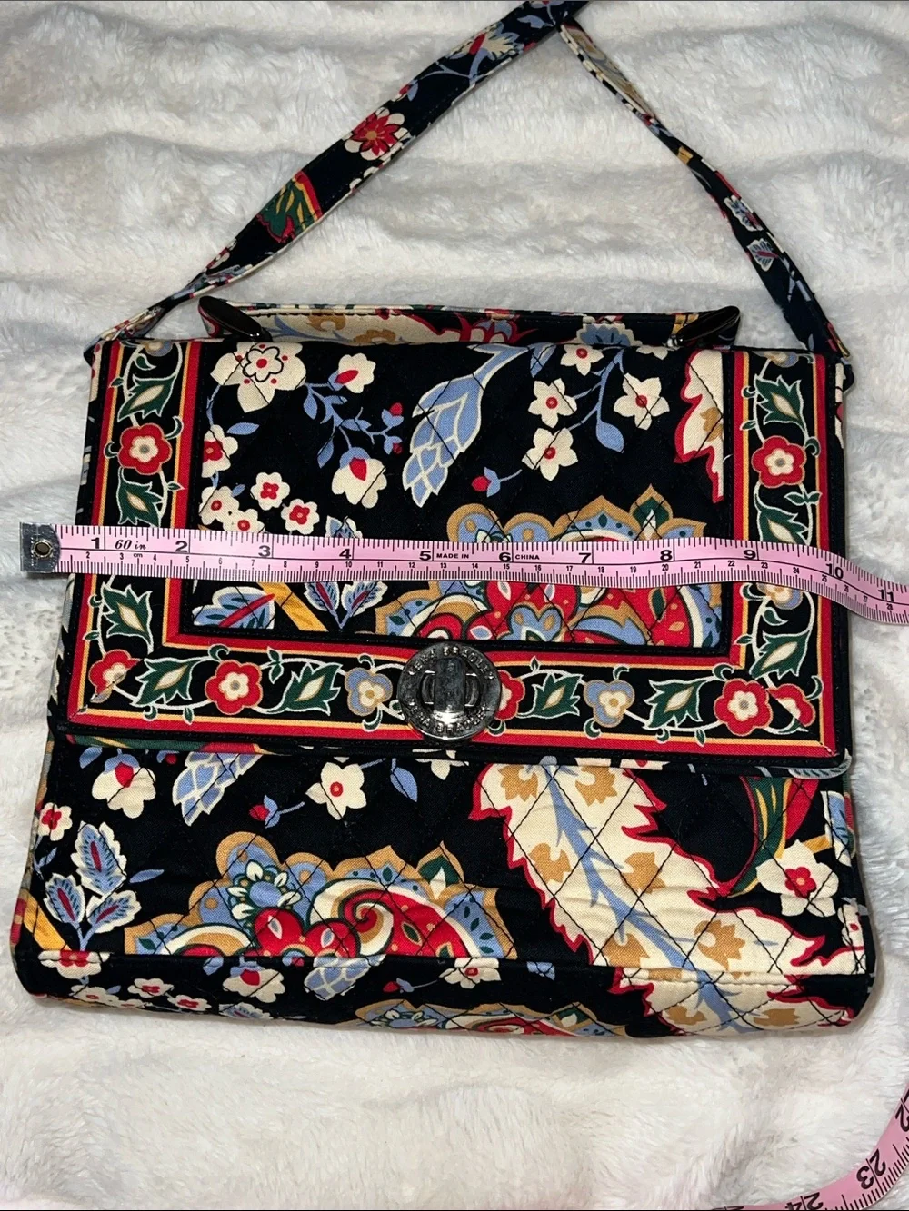 Vera Bradley Black Floral Paisley Quilted Crossbody